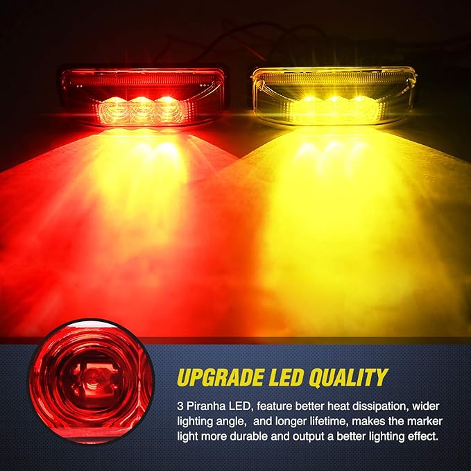 Nilight 10Pcs 3 Led Trailer Light 3.9 Inch Front Rear Side Marker Lights Clearance Indicator Waterproof Sealed Surface Mounted Marker Light for RV Truck Trailer UTE UTV 12V