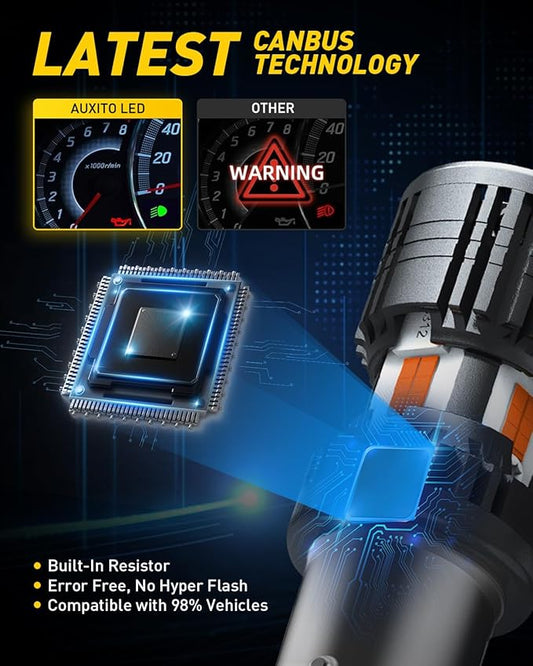 AUXITO CANBUS 1157 LED Bulbs Amber Yellow with Built-in Resistor 2057 2357 7528 BAY15D P21/5W Anti Hyper Flash Error Free Front Rear Turn Signal Lights Blinker Marker DRL Parking Lights, Pack of 2