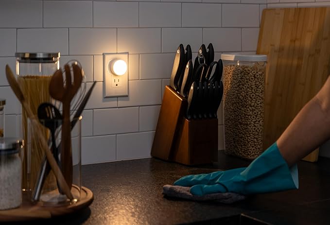 Lights by Night Mini LED Night Light, Plug-In, Dusk to Dawn Sensor, Warm White, Compact, Ambient Lighting, LED Lights for Bedroom, Bathroom, Nursery, Hallway, Kitchen, 43950, 2 Pack