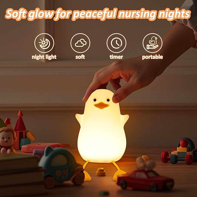 Anywin Duck Night Light, Cute Ducks Gifts, Squishy Silicone Animal Night Lamp for Nursery Bedside with Dimmer & Rechargeable, Gifts for Birthday Holiday Valentine's Day Mothers' Day