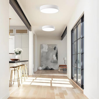 Modern Flush Mount Ceiling Light, 3-Lights Round White Ceiling Light Fixtures, Minimalistic Ceiling Lamp Acrylic Shade Lighting Fixture for Bedroom Laundry Room Living Room Hallway(15.8")