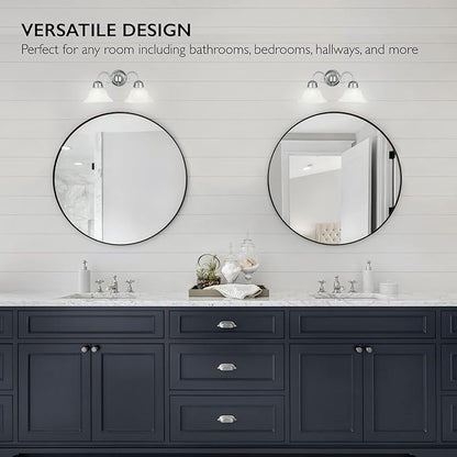 Design House 511600 Millbridge Wall Light Traditional 2-Light Indoor Dimmable Light with Alabaster Glass for Bathroom Hallway Foyer, Satin Nickel