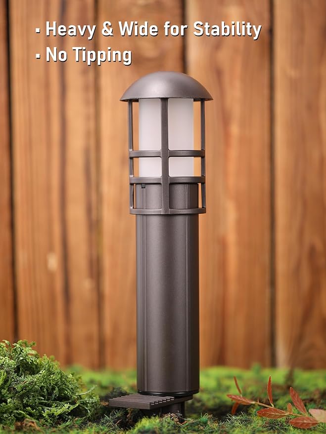 LEONLITE Low Voltage Landscape Pathway Lights 3W Landscape Lighting 12-24V LED Bollard Path Lights Wired CRI90+ Aluminum Pathway Lighting for Walkway Yard Garden, ETL, 3000K Warm White, Pack of 6