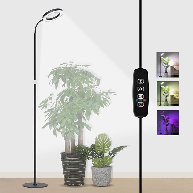 Grow Light for Indoor Plants, Full Spectrum LED Tall Plant Lights with Timer, 3 Color Modes Standing Floor Growing Lamp, 68" Height Adjustable, 10 Dimmable Levels for Large Plants