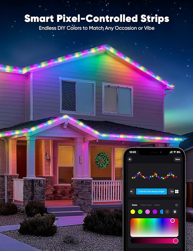 GZBtech RGB+IC+CCT LED Strip Lights 66FT/20M, Outdoor Color Chasing Festival Light with Warm&Cold White, Dimmable IP65 Waterproof LED Christmas/Halloween Lighting for Party, Patio, Garden, ETL Listed