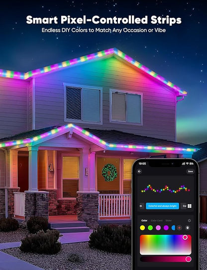 GZBtech RGB+IC+CCT LED Strip Lights 66FT/20M, Outdoor Color Chasing Festival Light with Warm&Cold White, Dimmable IP65 Waterproof LED Christmas/Halloween Lighting for Party, Patio, Garden, ETL Listed
