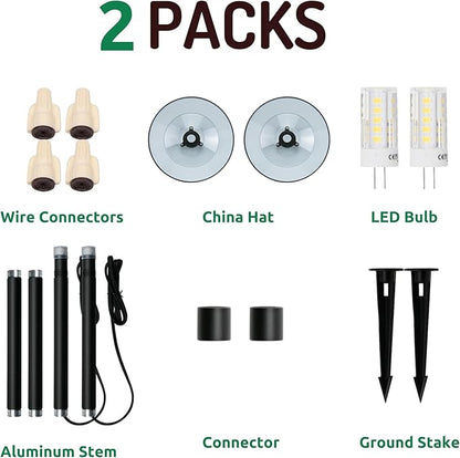 Lumina Lighting® 4W Landscape Lighting 12V Landscape Lights Low Voltage Landscape Path Lights Warm White Waterproof Outdoor Replaceable G4 LED Bulb for Garden Pathway Lawn Yard (Black) (2-Pack)