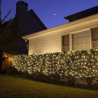 LED Christmas Net Lights Outdoor Christmas Decorations for Bushes,100LED 5ftx5ft Connectable Green Wire Net Christmas Lights for Outdoor indoor Yard Mesh Shrub Tree Decor ,UL Certified(Warm White)