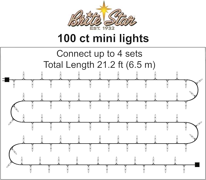 Brite Star 100 Count Mini String Christmas Lights, Purple - 22 feet Indoor/Outdoor Christmas Tree Lights with White Wire (Set of 2)