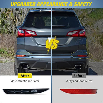 Nilight Rear Bumper Tail Light Compatible with 2017 2018 2019 2020 2021 2022 Chevy Equinox Smoke Lens LED Reflector Bumper Lamps Brake Turn Signal Sequential Flashing Driving Taillights Replacement