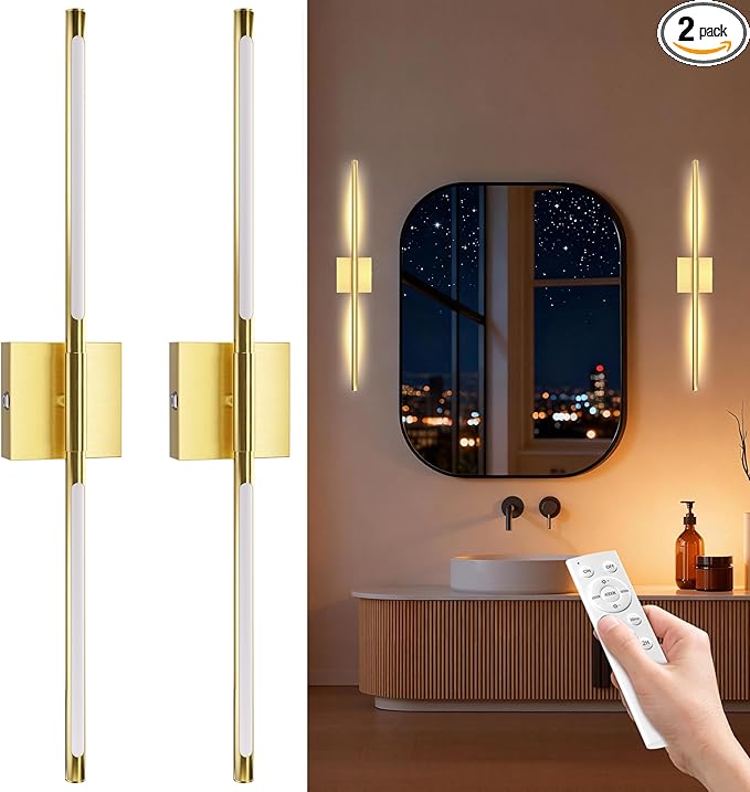 Battery Operated Wall Sconces Set of 2 Rechargeable LED Wall Lights, Dimmable 3000K-6500K, Battery Sconces Wall Decor for Bedroom Living Room Hallwayated Wall Sconce （2 Pack）