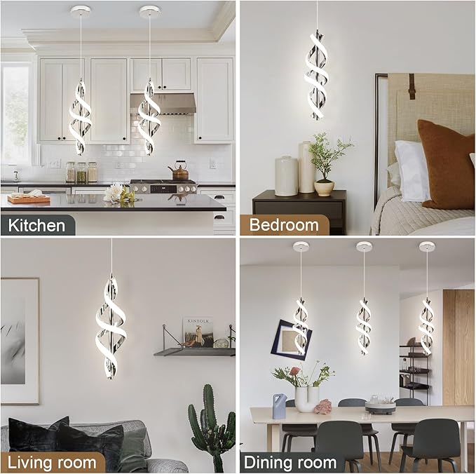 3 Packs Modern Pendant Light,4000K LED Kitchen Island Pendant Lights,Adjustable Pendant Lighting Over Island Hanging Pendant Light Fixtures for Kitchen Dining Room Hallway(Chrome, 3 Packs)