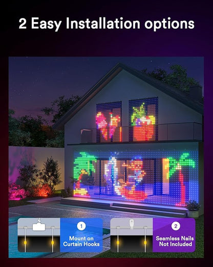 Lumary WiFi Smart Curtain Lights, World Cup Decor Curtain Lights with APP & Remote Control, DIY Color Changing, Pattern GIF Display for Outdoor Indoor, 6.9 x 5FT, 540 RGB LED