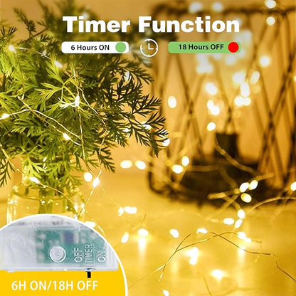 4-Pack Fairy Lights Battery Operated with Timer, Waterproof 16FT 50 LED String Lights Indoor Outdoor, Cuttable Starry Fairy Lights for Home Bedroom Classroom Dorm Wedding Christmas Decor (Warm White)