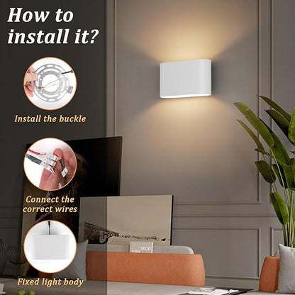 Aipsun Modern LED Wall Sconces Hardwired Interior Wall Lights Set of 2 Indoor Aluminum Up and Down Wall Mount Light for Living Room Bedroom Hallway Corridor Warm White 3000K(with G9 Bulbs)