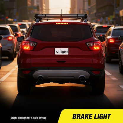 Nilight Third Brake Light Tail High Mount 3rd Stop Lights Red Lens Compatible with Ford Escape 2013 2014 2015 2016 2017 2018 Van SUV Rear Center Cab Lamp