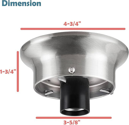 Aspen Creative 22102-09-1, Flush Mount Ceiling Fixture Shade Holder Kit in Brushed Nickel Finish 3-5/8" Fitter, 4-3/4" Diameter x 1-3/4" Height