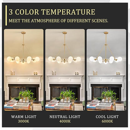 CATINER Modern Gold Sputnik Chandeliers L40”9-Lights Mid Century Ceiling Pendant Lighting Fixtures with Milk Glass Globe Shades for Foyer Entryway Kitchen Bedroom Living Dining Room