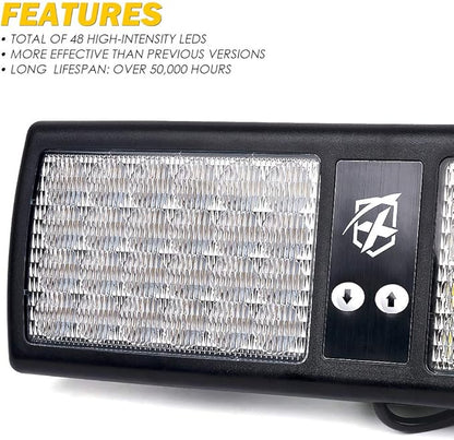 Xprite White Blue LED Visor Strobe Flashing Lights Sunshield Hazard Warning Light for Law Enforcement Police Volunteer Firefighter Emergency Vehicles Trucks Cars