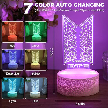 Bangtan Boys 7 Colors LED Acrylic Night Light Bedside Lamps Bedroom Home Room Decoration for Army Fans Gifts