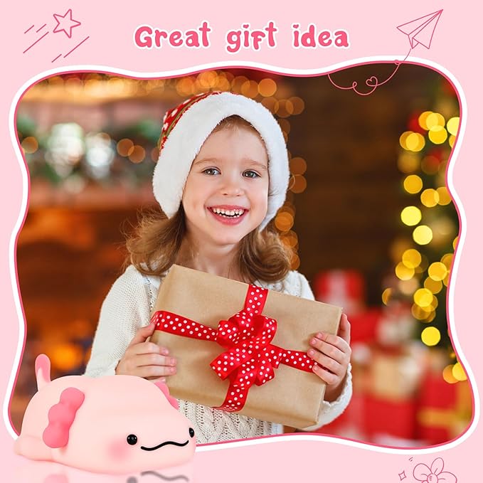 SeaShine Axolotl Night Light for Kids,Animal Silicone Nursery Night Lamp, Rechargeable Table Lamp Bedside Lamp,Cute Room Decor Light for Bedroom,Living Room,Dining,Desk Decorations,Gift