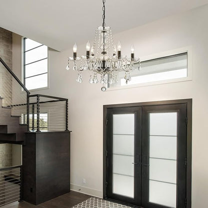 Crystal Chandelier Light Fixture, Modern K9 Crystal Chandelier for Dining Room, Black Ceiling Hanging Pendant Light Fixture for Living Room, Entryway, Bedroom, Hallway, Kitchen Island