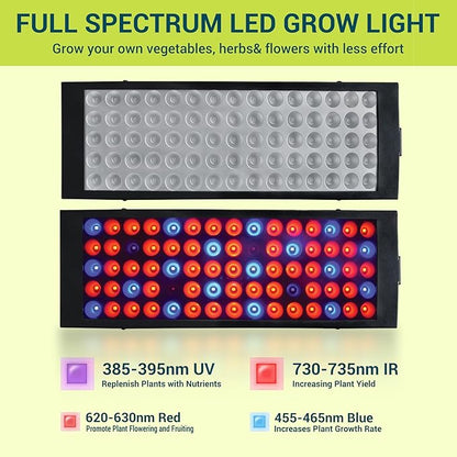 GT-Lite 13Inch Plant Growing Lamps, Garden LED Incandescent Grow Light 40W Equivalent, Wide Spectrum Grow Flat Light Promotes Plant Growth, Damp Rated