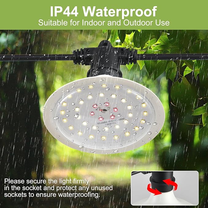 Outdoor Grow Lights for Plants, Full Spectrum Greenhouse Grow Light, Outdoor Waterproof Appearance Patent Design, 22FT Adjustable Cord for Vegetables, Seedlings, Flowers (6 Lights)