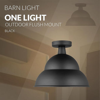 Generation Lighting 1-Light Barn Light Outdoor Ceiling Lamp Black 7836701-12, Flush Mount Ceiling Light Fixture for Home Decor, Farmhouse Outdoor Light Fixture Can Use LED Light Bulbs
