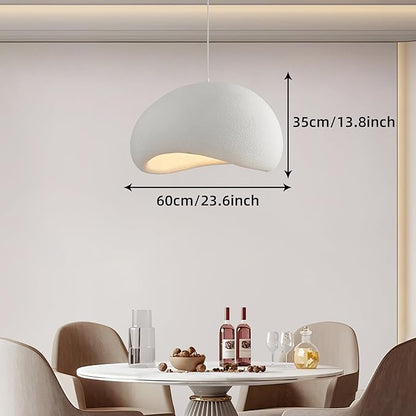 Wabi Sabi Pendant Light Oval, 23.6in Japanese Ceiling Fixture for Dining Room Kitchen Island Hallway Bedroom Restaurant, Adjustable Modern Japandi Hanging Lamp, E26 Base (60cm/23.6in)