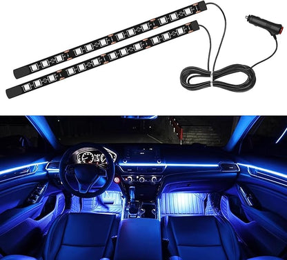 Interior Car Light,Car LED Ambient Lighting Strip Light Neon Interior Atmosphere Lights, 12V Cigarette Adapter Plug Auto Interior Under Dash Floor Ambient Night Light Decorative Lamp (Blue)