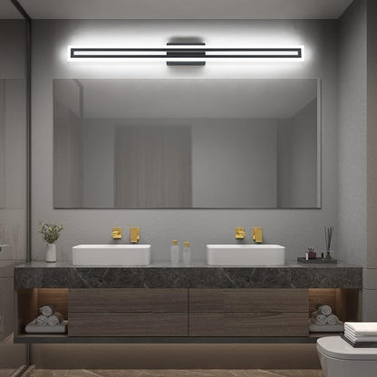 SOLFART Bathroom Light Over Mirror Bathroom Light Fixtures Vanity Lights Black Vanity Lights for Mirror Led Light Fixtures 6000K