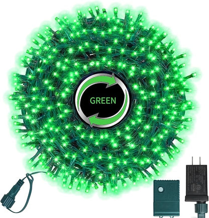 LAMPHOME Green String Lights, 46ft 500 LED Plug-in Green Fairy Lights, 11 Modes Twinkle Christmas Lights, Waterproof Lights LED String for Indoor Outdoor Grinch Tree St Patricks Day Decor