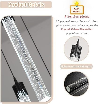 ykolupty Pendant Light Fixtures LED Black 8-Light Chandelier for Living Room Modern Bubble Crystal Chandelier Entryway Foyer Dimmale 2700K-6000K