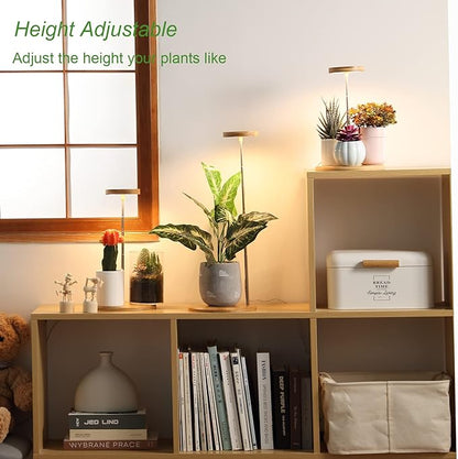 Plant Grow Light for Indoor Plant,Bamboo Mini LED Grow Light Garden,Height Adjustable,Automatic Timer with 8/12/16 Hours