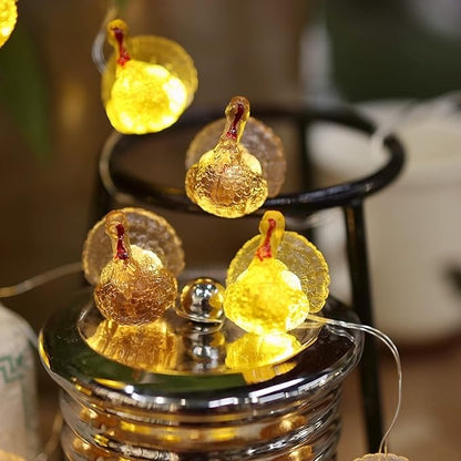 Decorative Fairy Mini Turkey String Lights Autumn Garland Cute Novelty Fall Lights 20 LEDs 8ft USB or Battery Operated for Thanksgiving Centerpiece Decoration Bedroom Wedding Birthday Harvest Decor