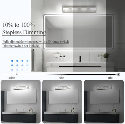 Ralbay 5 Color Temperature Brushed Nickel Vanity Lights for Bathroom Dimmable Acrylic Modern LED Bathroom Lighting Fixtures Brushed Nickel