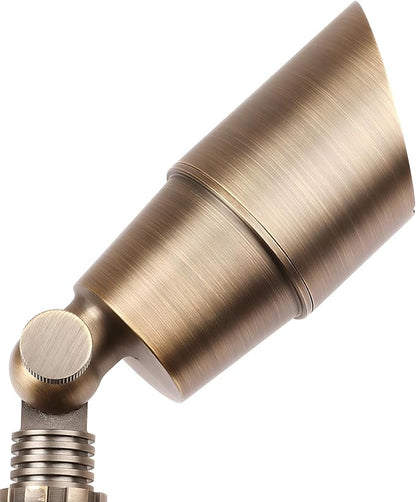PARTPHONER Solid Brass Low Voltage Landscape Lighting, Wired 12V LED Landscape Spotlights with Aluminum Housing MR16 Bulb, Heavy Duty Outdoor Waterproof Up Lights for Garden, Yard, Trees, 1Pack