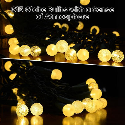 200 LED Globe String Lights 67FT Warm White Twinkle Fairy Lights Plug in with Glass G15 Bulbs UL Listed Connectable String Lights for Bedroom Patio Garden Wedding Christmas Valentine Decor