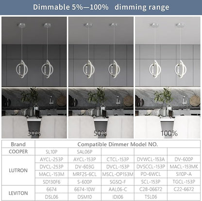 Modern LED Chandelier Chrome Ring Pendant Light Fixtures 4000K Dimmable Height Adjustable Pendant Lighting for Dining Room Kitchen Island Bedroom Living Room Foyer（1-Pack）…