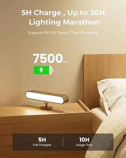 Rechargeable Walnut Wood Wall Sconces Set of Two LED Wall Lights for Bedroom,Touch and Remote Control,360° Rotate Magnetic Wall Light,3 Colors Dimmable Brightness Wall Lamps with 15 RGB Colors, 2 Pack