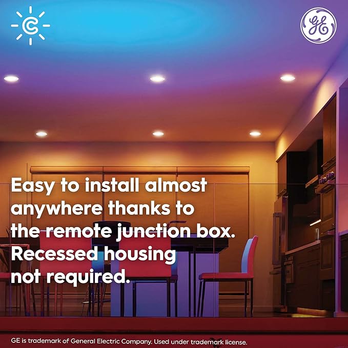 GE Cync Reveal HD+ Smart LED Wafer Downlight, Color Changing LED Light, Works with Alexa and Google Home, Matter Compatible, No Recessed Lighting Housing Required, Ceiling Lights, 6 Inch (3 Pack)
