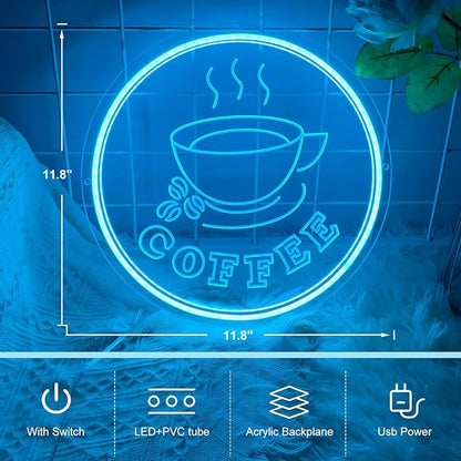 Coffee Neon Sign Coffee Bar Decor Dimming Coffee Sign or Restaurant Coffee Shop Cafe Bar Beer Pub Store Ad Window Display LED Coffee cup Kitchen Bedroom Man Cave Home Birthday Party