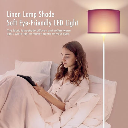 Floor Lamp for Bedroom, Purple Standing Lamp, Modern Stand Up Lamps with Lampshade, 59" Tall Lamp, Foot Switch, Small Corner Lamp Decor for Kids Room, Living Room , Den, Office(NO Bulb,E26 Base)