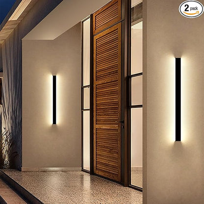 Exterior Wall Lights for House - 31.5inch Long Strip Modern Outdoor Light Wall Fixture Sconce, Dimmable Outside Garage Exterior Lights, Black Wall Mount Lighting for Porch Corridor, Garage