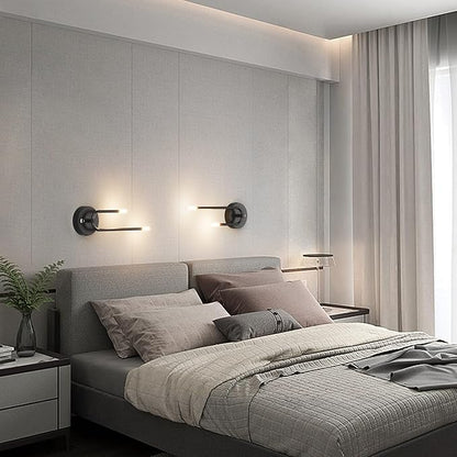 Aipsun Black Battery Operated Wall Sconce Set of 2, Modern LED Stepless Dimming Rechargeable Wall Sconce Indoor Wireless Wall Lights for Bedroom,Living Room,Hallway Warm Light 3000K