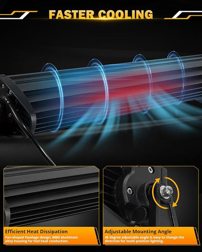 Auxbeam 30 Inch 180W LED Light Bar, 6 Modes Spot Flood Combo Offroad Lighting Amber White Strobe Fog Light, Memory Reset Function Waterproof Driving Work Light with Wiring Harness Kit