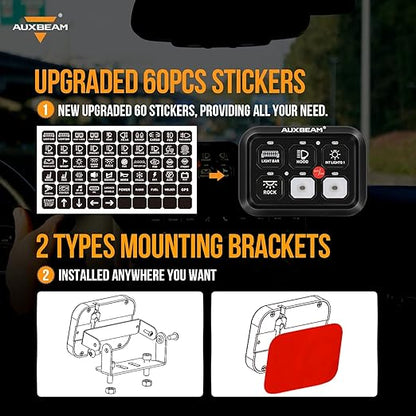 Auxbeam 6 Gang Switch Panel BC60 Universal Circuit Control Relay System Automatic Dimmable LED Switch Pod Touch Control Panel Switch Box for Car Truck Pickup Boat UTV SUV - Blue, 3 Years Warranty