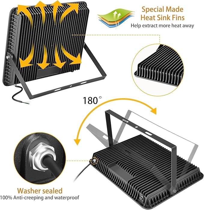 XYCN 2 Pack 240W LED Flood Lights,100-277V IP65 Waterproof 5000K Daylight 1700 watt Equivalent 36500LM Super Bright Outdoor LED Arena Lights Commercial Lighting for Stadium,Backyard, Parking lot etc