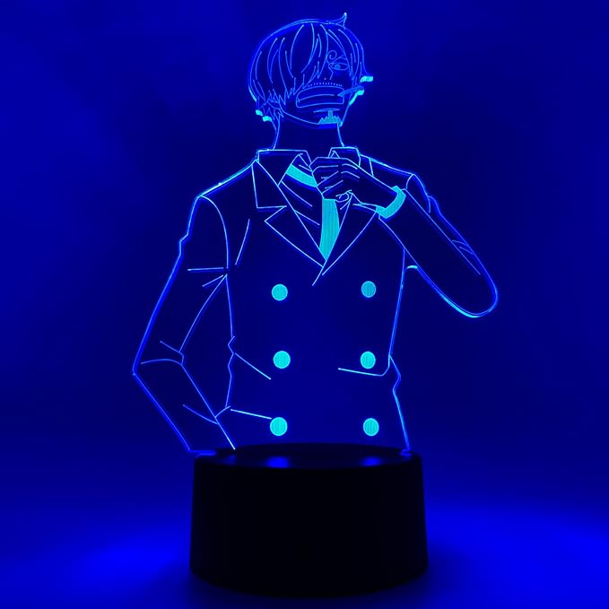 Otaku Lamps Sanji One Piece – Anime Lamp Figure Night Light, 16 Color RGB LED – 3D Anime Room Décor Gift for Otaku
